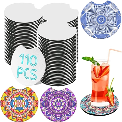 Sublimation Blanks Cup Coasters, 2.76inch Circular Opening Blank Sublimation Coaster for DIY Coaster