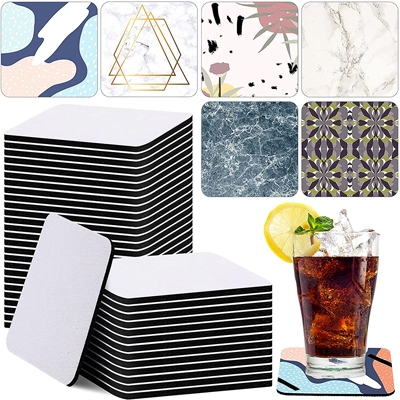 Square Sublimation Coaster Sublimation Blank Cup Mat Blank Rubber Coasters Heat Transfer Cup Mat Bla