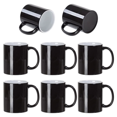 11 OZ Color Changing Magic Mugs Glossy Black Coffee Mugs Ceramic Photo Cups