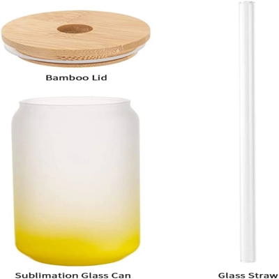 sublimation glass cans with bamboo lids