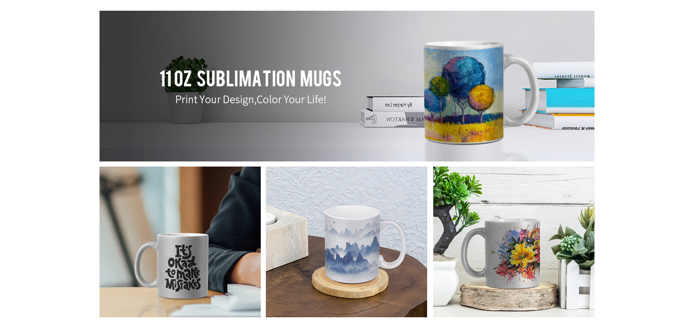 Feature of 11 OZ Sublimation Mugs Blanks Silver Glitter Coffee Mugs White Ceramic Cups