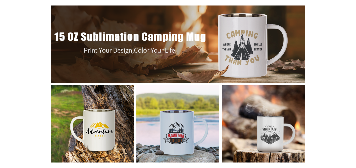 Feature of 15 OZ Sublimation Blanks Mugs Stainless Steel Camping Mug White