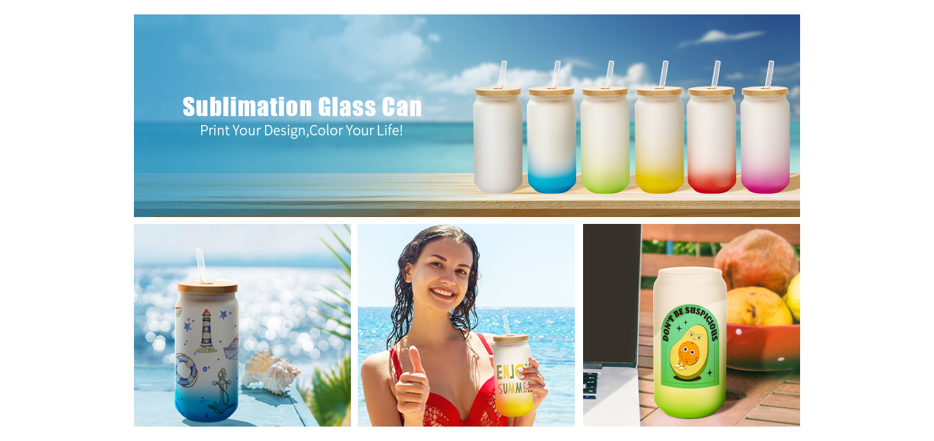 Feature of 18 OZ Sublimation Glass Cans Blanks Frosted Lemon Yellow with Bamboo Lid and Clear Glass Straw