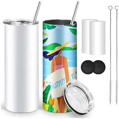 20 OZ Sublimation Blanks Tumblers Stainless Steel Double-wall Insulated with Lids Straws