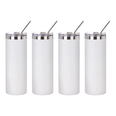 20 OZ Sublimation Blanks Tumbler Skinny Straight Matte White Powder Coating