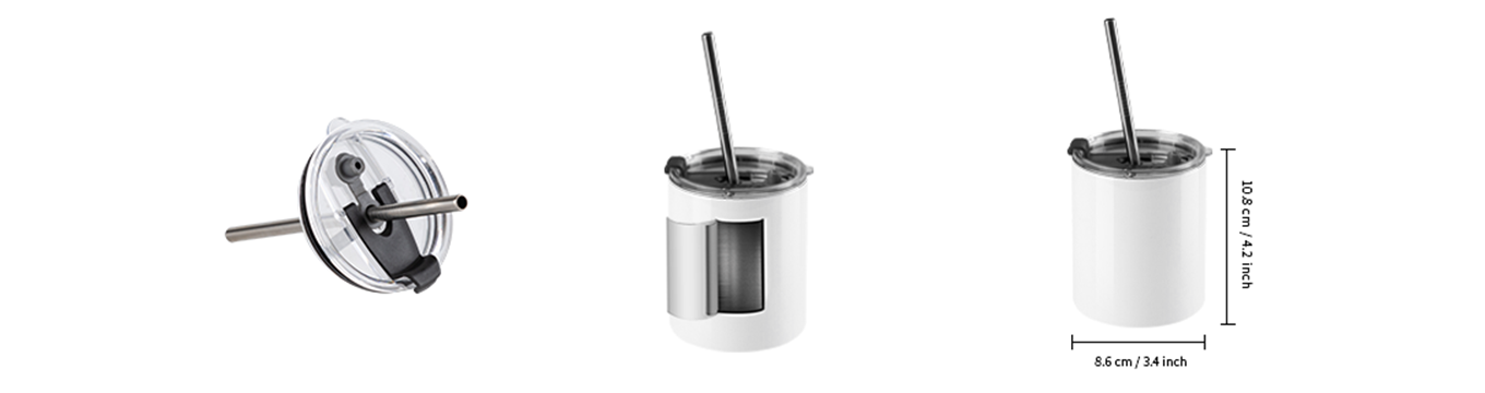 Feature of 10 OZ Sublimation Blank Tumbler White Stainless Steel Tumbler with Straw and Lid