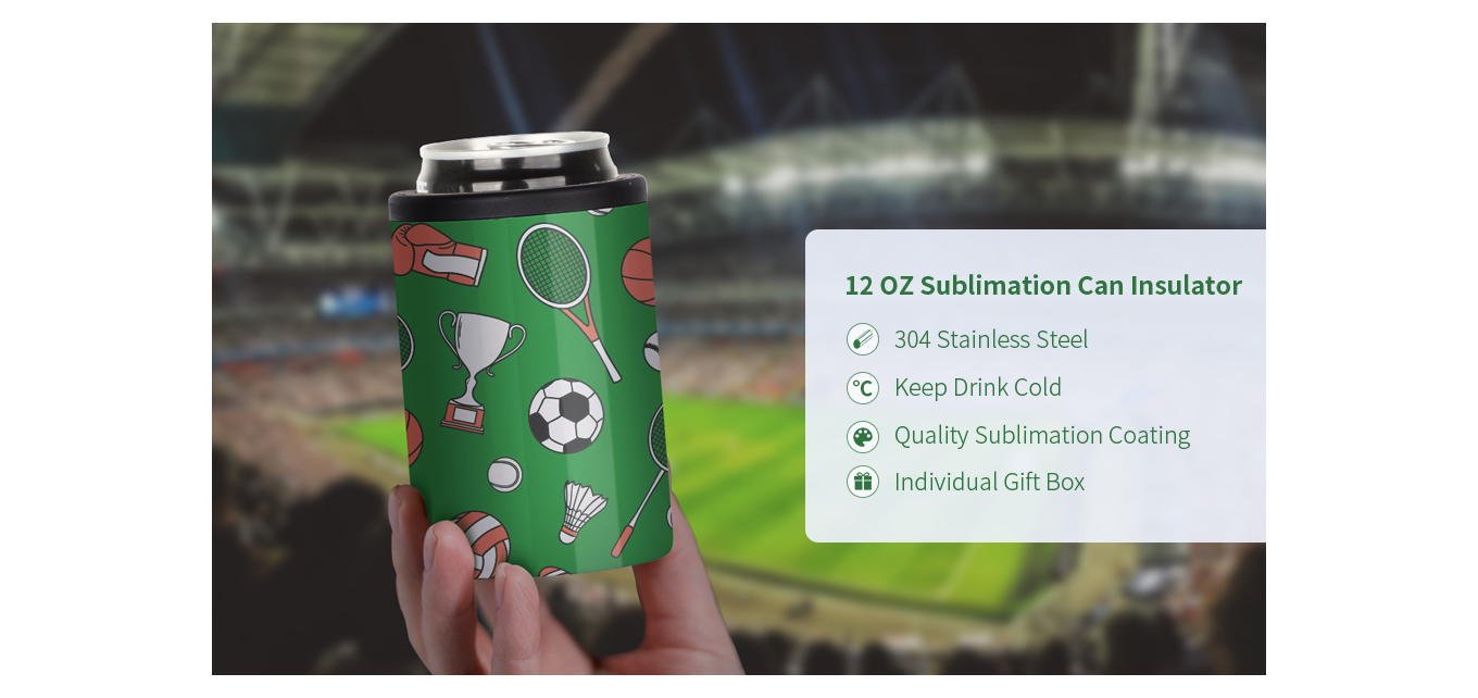 Feature of 12 OZ Sublimation Blanks Can Insulator White Stainless Steel Can Cooler