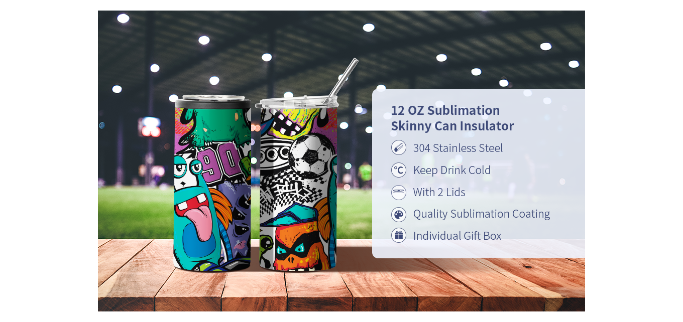 Feature of 12 OZ Sublimation Blanks Tumbler Skinny Slim Straight Stainless Steel Tumbler