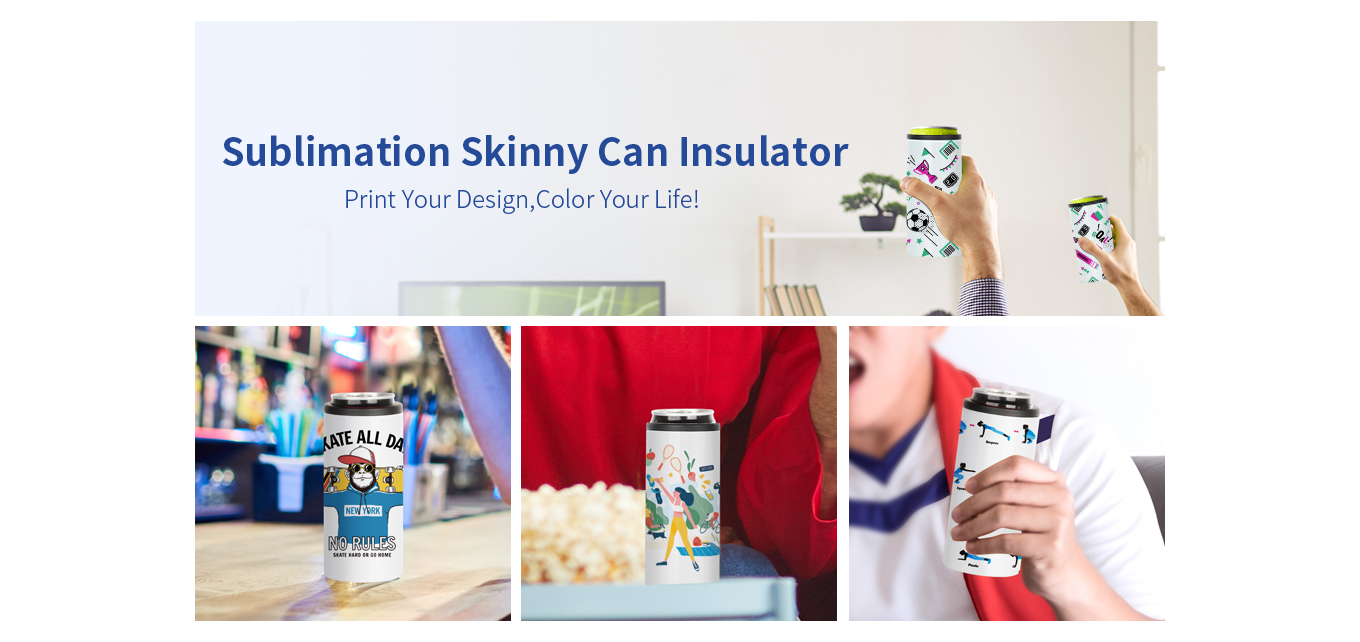 Feature of 12 OZ Sublimation Slim Skinny White Stainless Steel Can Cooler