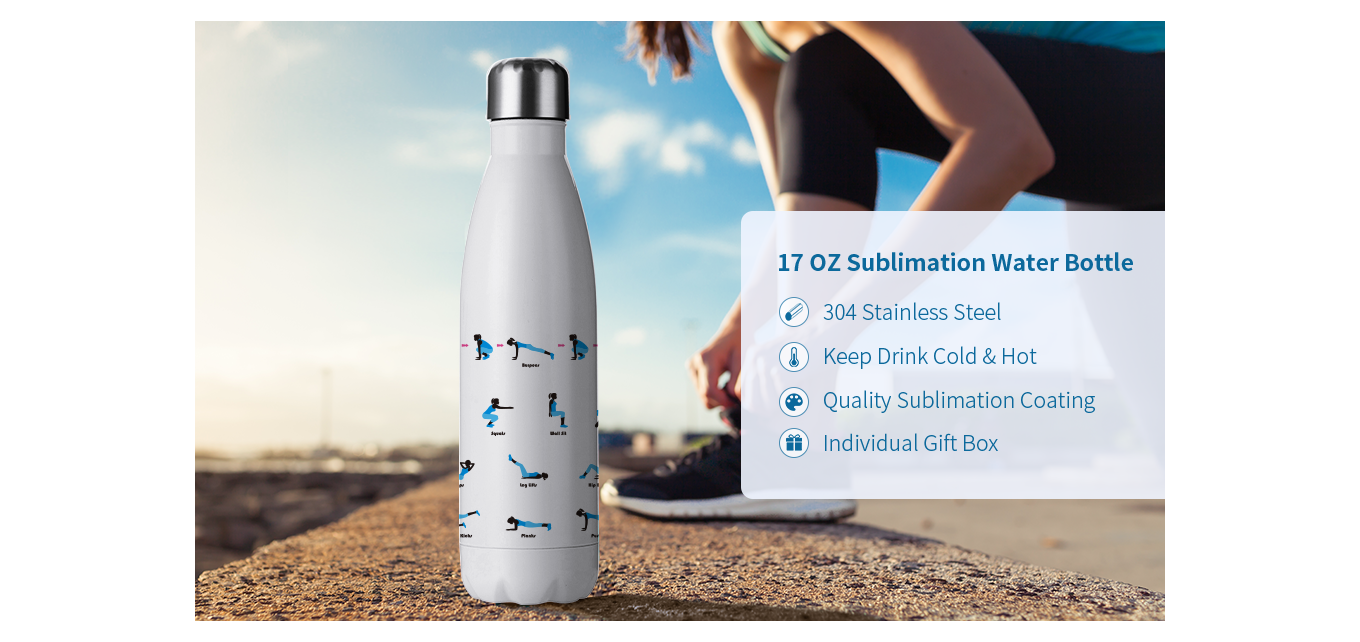 Feature of 17 OZ Sublimation Blanks Tumbler White Stainless Steel Insulated Double Walled Water Bottle