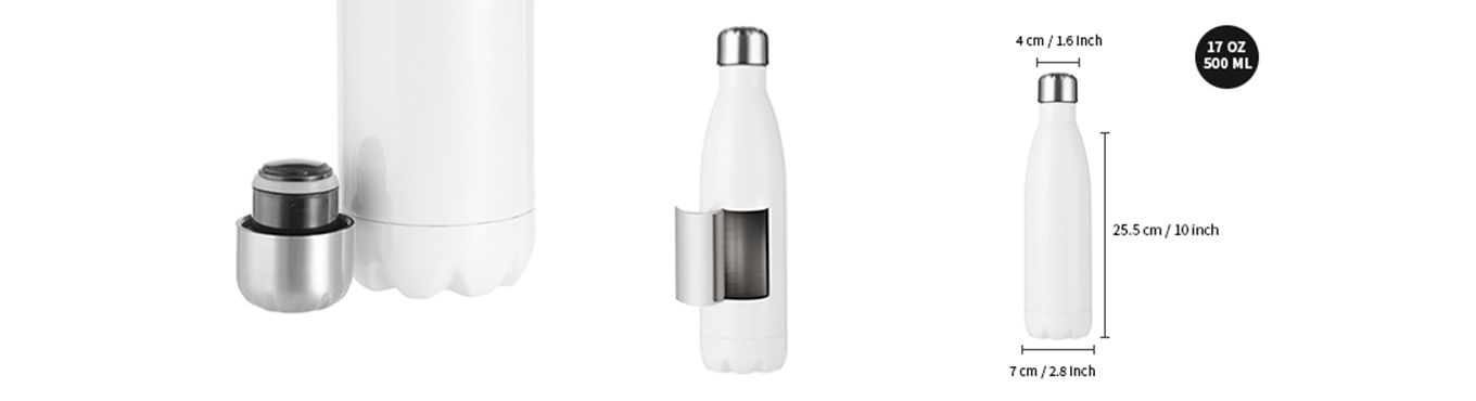 Feature of 17 OZ Sublimation Blanks Tumbler White Stainless Steel Insulated Double Walled Water Bottle