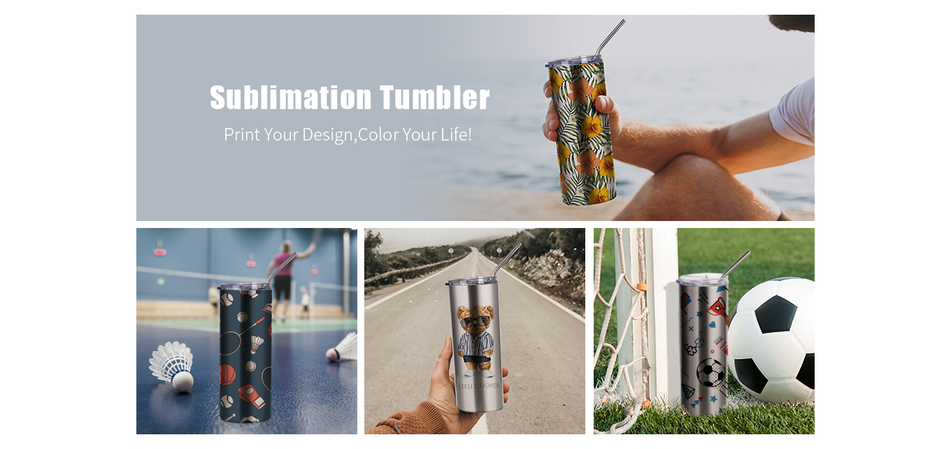 Feature of 20 OZ Sublimation Blanks Skinny Tumbler Cups Sliver Stainless Steel Straight Tumbler