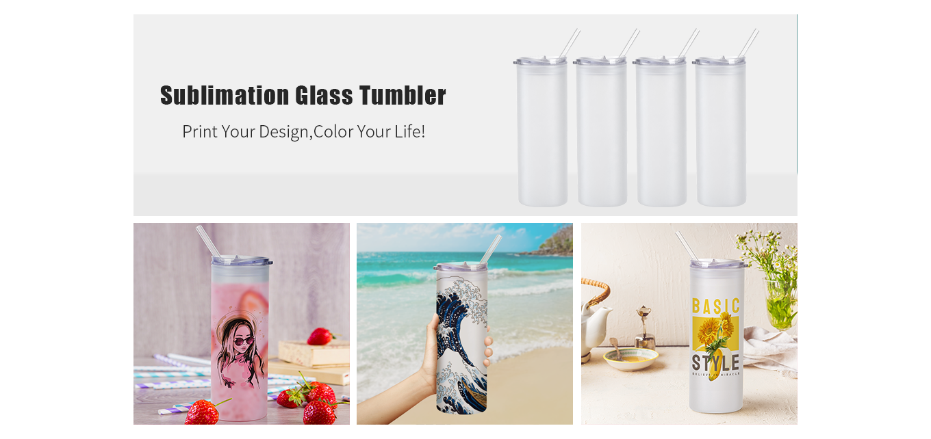 Feature of 25 OZ Sublimation Glass Blanks Skinny Tumbler Frosted Straight Tumbler Coffee Juice Cups