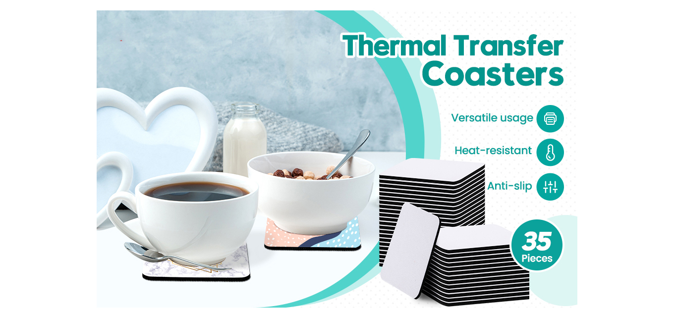 Feature of Square Sublimation Coaster Sublimation Blank Cup Mat Blank Rubber Coasters Heat Transfer