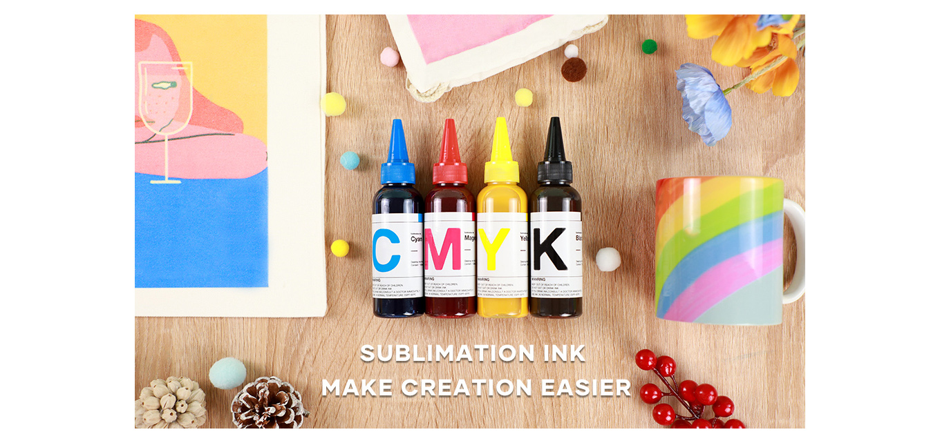 Feature of  CMYK Sublimation Ink for Ink-jet Printers Press Transfer on Mugs, Pillows, Plates, T-Shirts