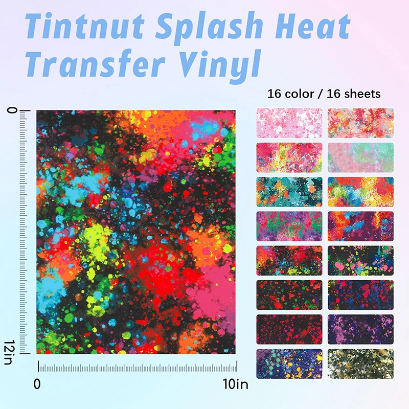 Heat Transfer Vinyl - 16 Sheets 10x12 Inch HTV Ink Watercolor Iron On Vinyl