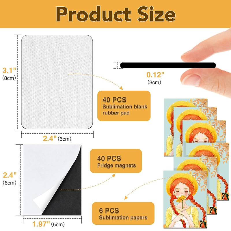 80Pcs Sublimation Magnet Blanks Set,Personalized Sublimation Refrigerator Magnet for Home Kitchen Microwave Oven Decor or Office Calendar