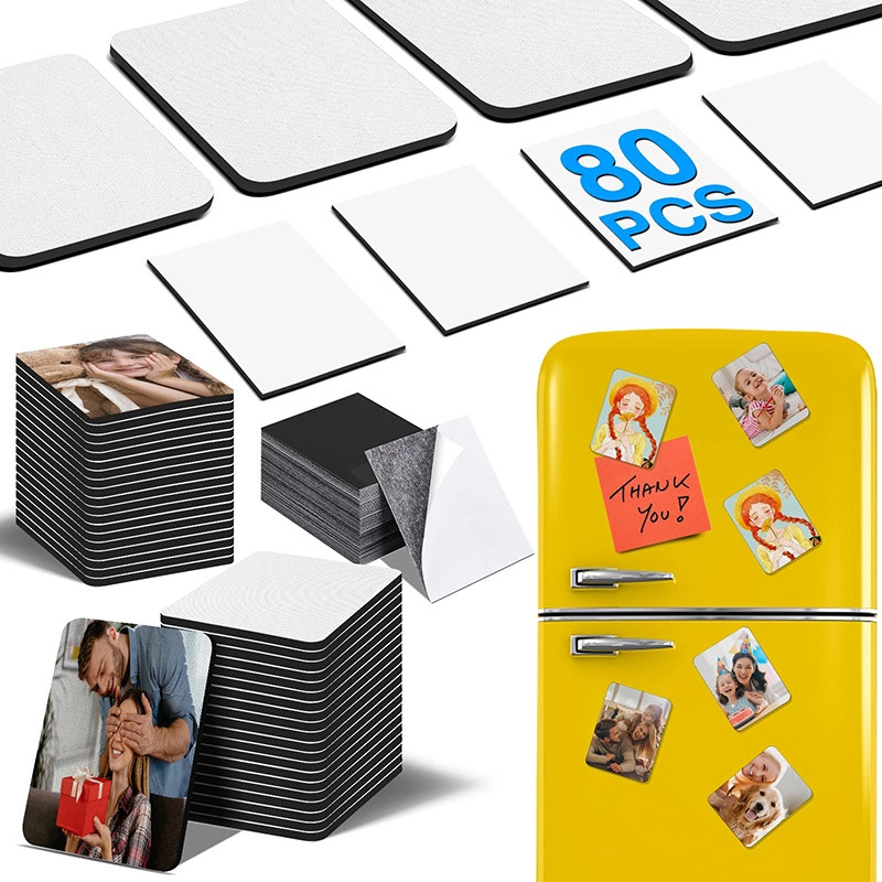 80Pcs Sublimation Magnet Blanks Set,Personalized Sublimation Refrigerator Magnet for Home Kitchen Microwave Oven Decor or Office Calendar